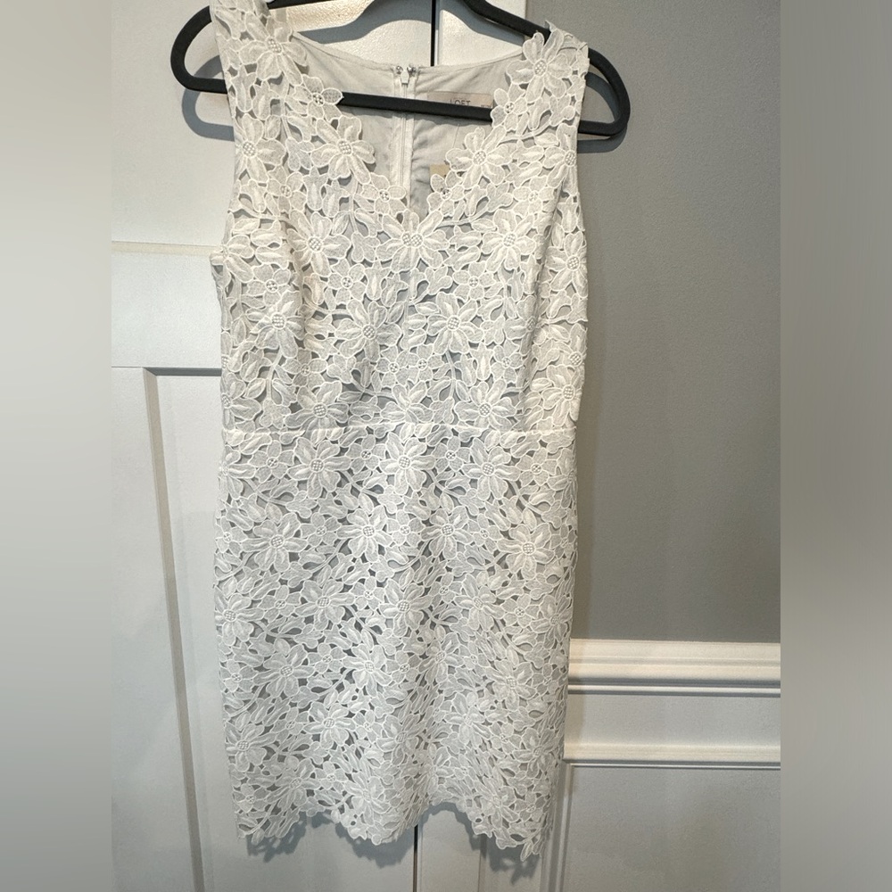Loft- white sleeveless eyelet dress
